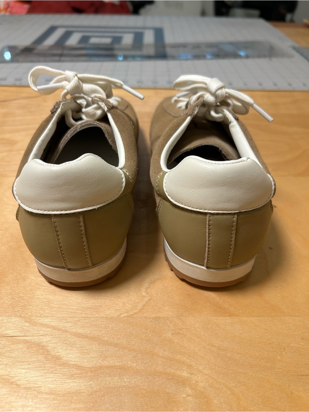 Project Cloud Women's Suede Athletic Sneakers in Taupe with White Laces - Picture 5 of 7
